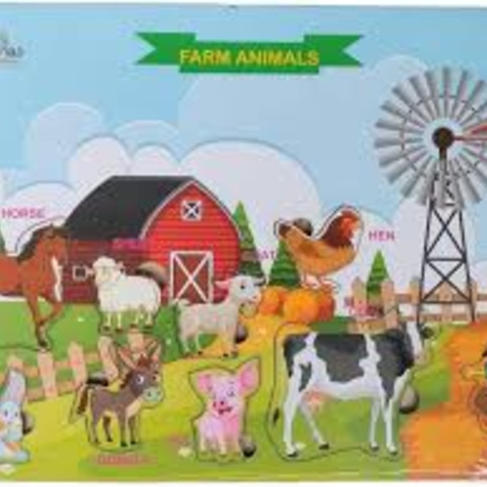farm animals wooden learning board for kids