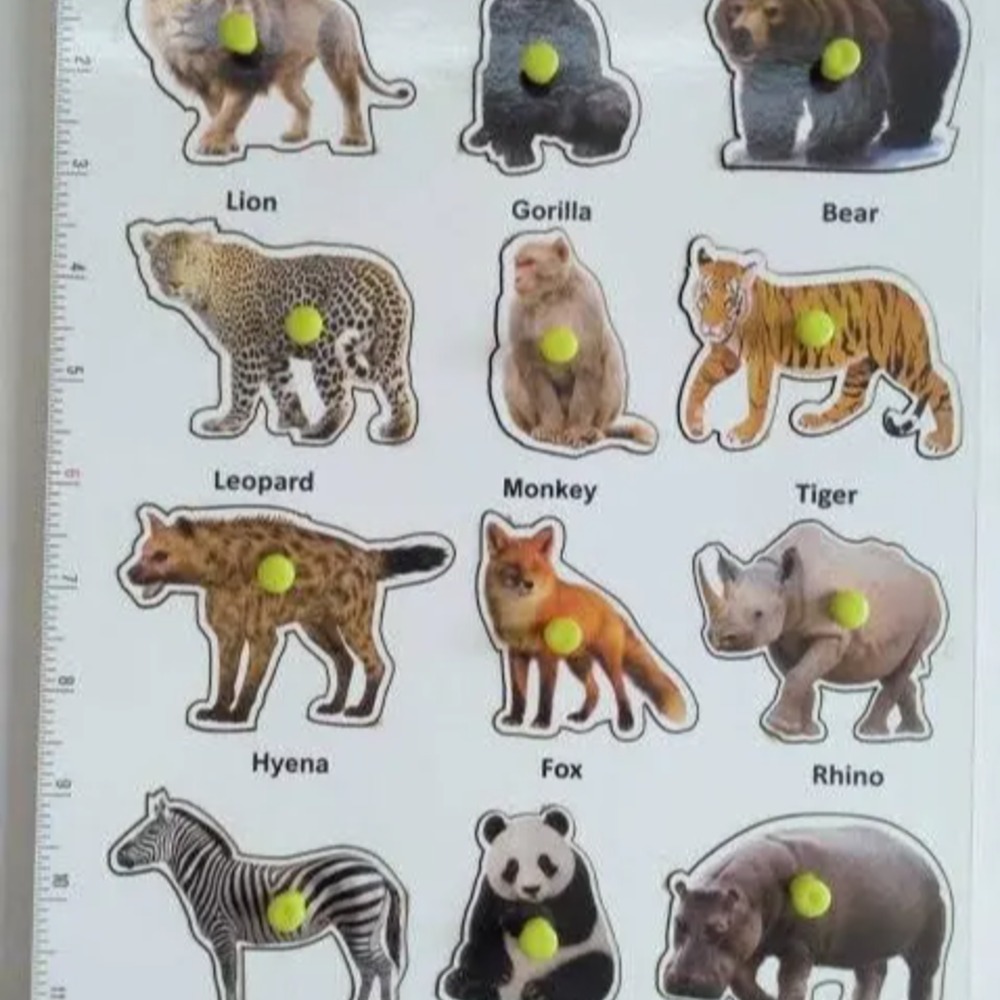 wild animals wooden learning board for kids