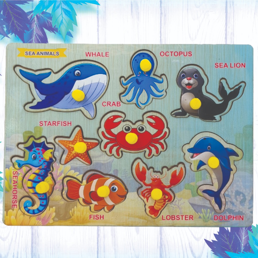marine animals montessori knob board for kids learning