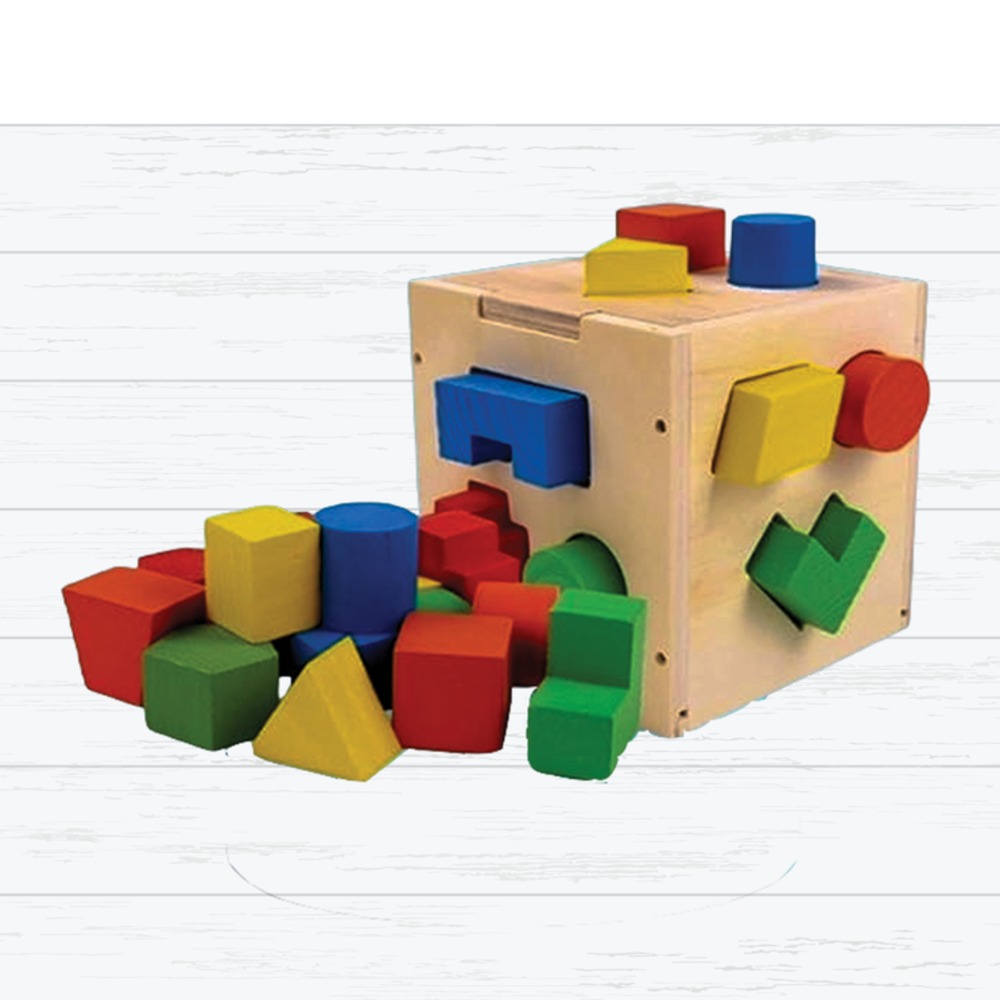 Wooden Shape Sorting Cube – 15 Hole Shape Matching Intelligence Box