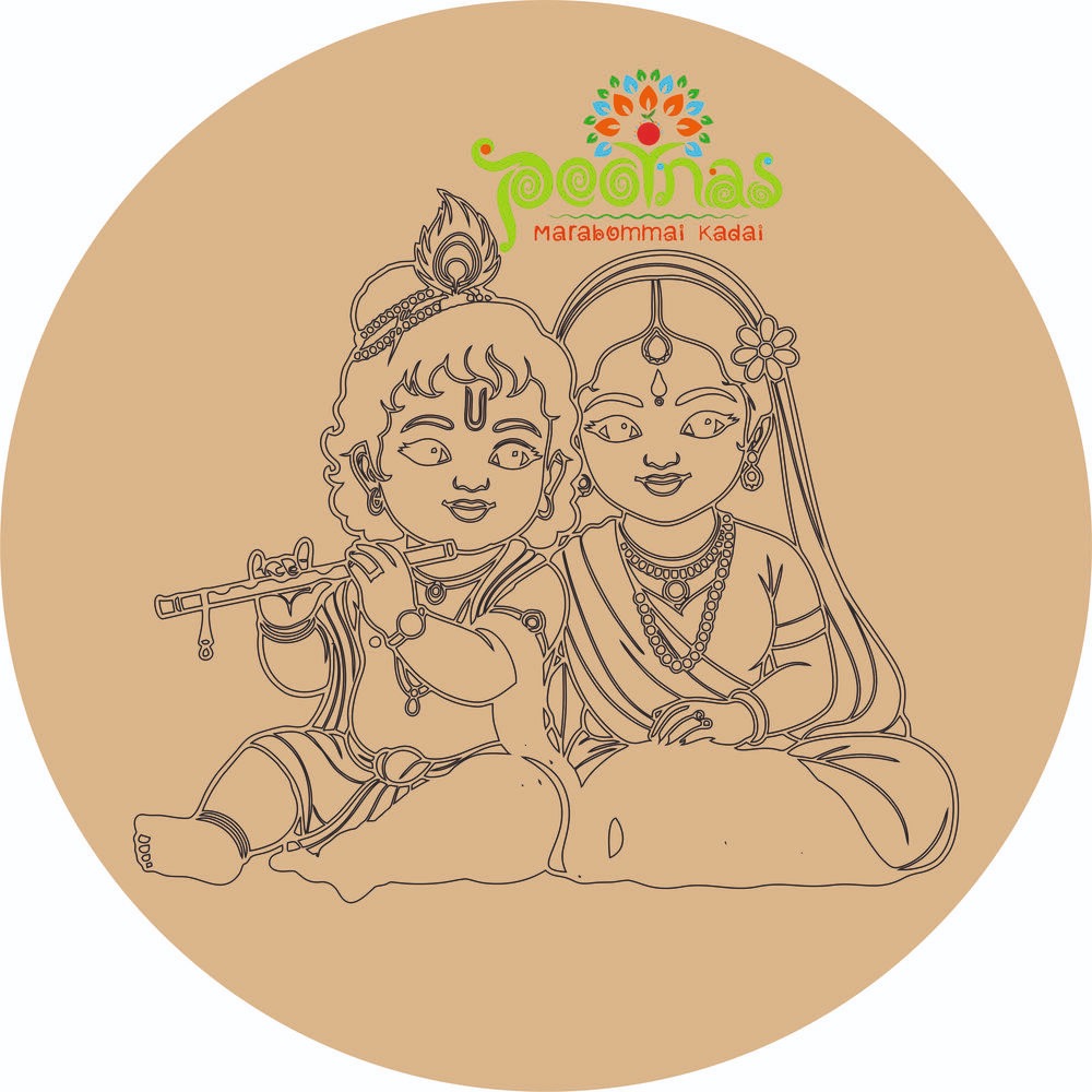 Radha Krishna Round Pre-Marked Board