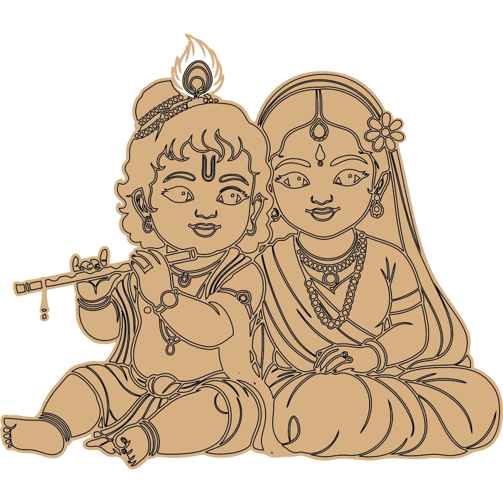 Radha Krishna Symbol Pre-Marked Cutout
