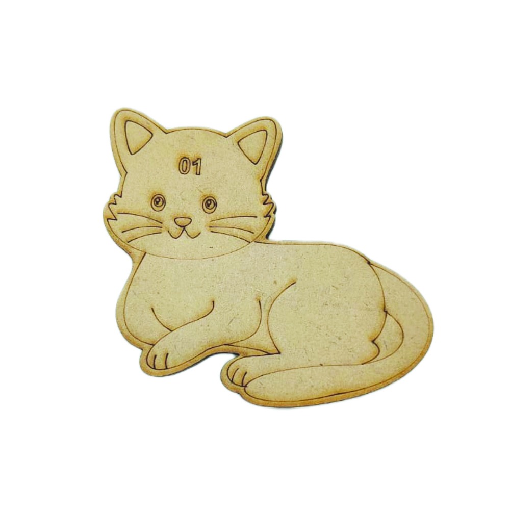 Premarked MDF Cartoon Cutouts for Kids Cat theme | DIY Wooden Painting for Art & Craft Activities