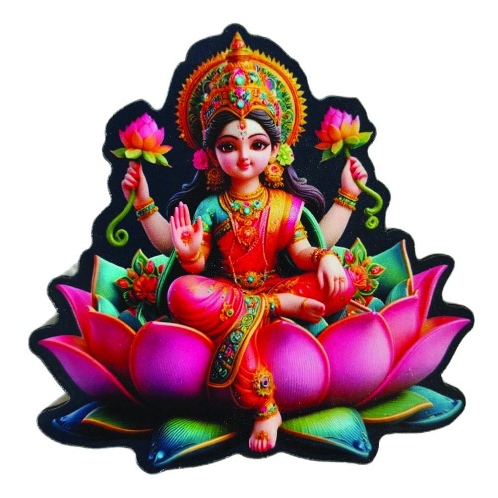 Goddess Lakshmi Lotus Wooden Fridge Magnet | Divine Return Gifts