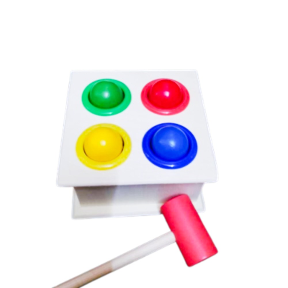 Wooden Hammer Ball Drop Toy | Montessori Pound a Ball Toy for Toddlers