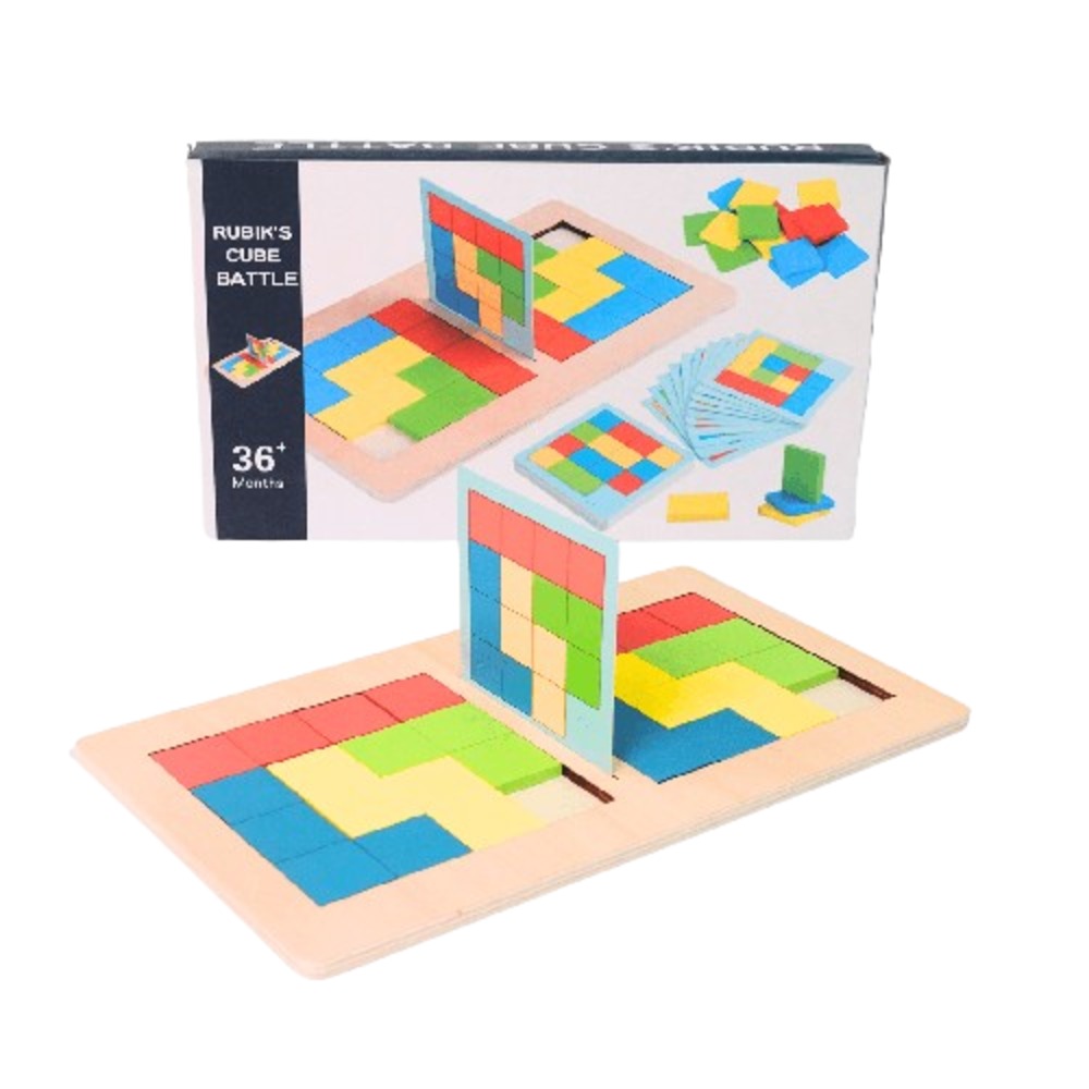 Rubik's Cube Battle Game | Wooden Brain Teaser Puzzle Board Game for Kids & Adults