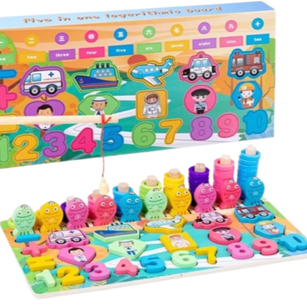 5 in 1 Wooden Educational Activity Board for Kids