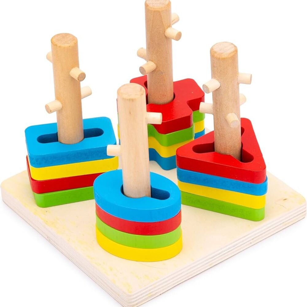 Wooden geometric Shape Sorting Stacker Puzzle