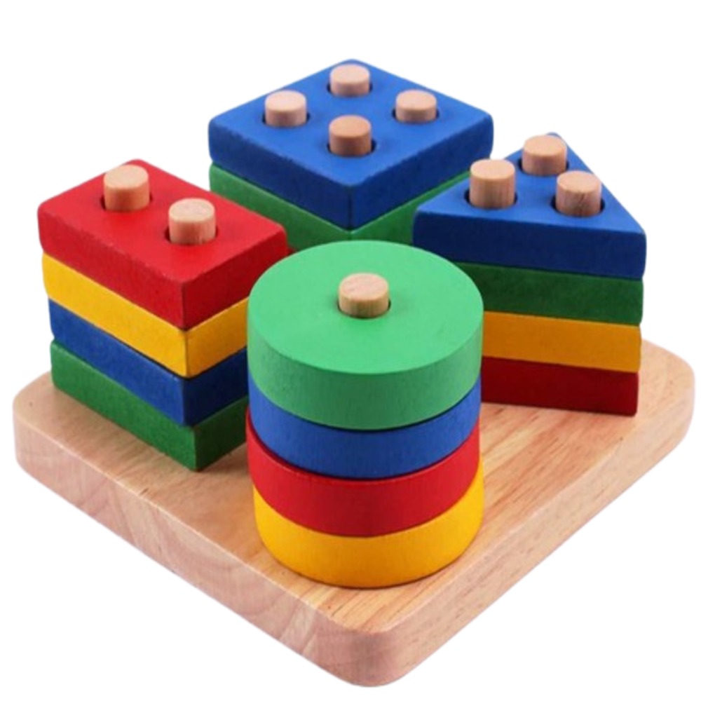 Wooden 4 column shape sorter