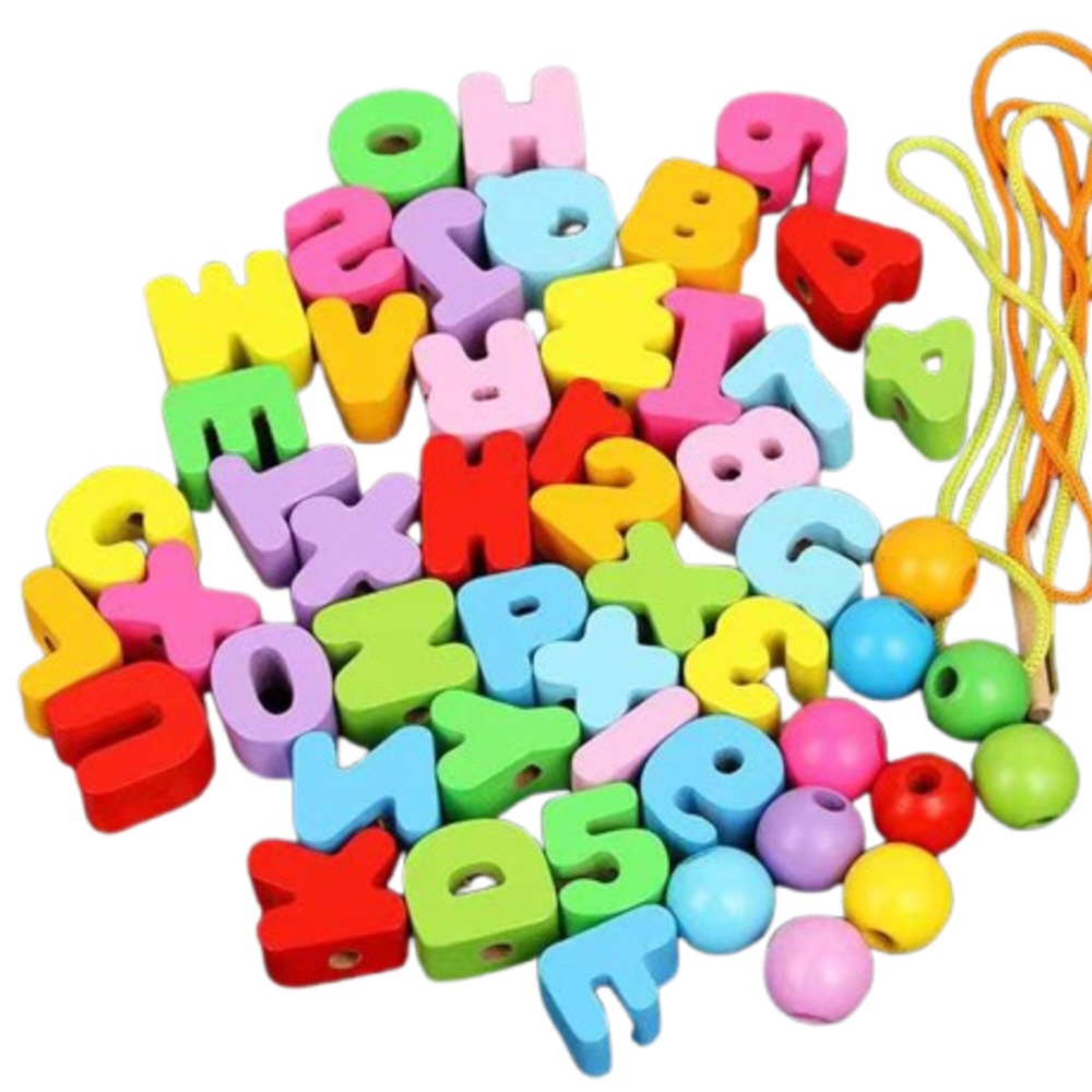 Wooden Alphabet Lacing Beads Toy for Kids