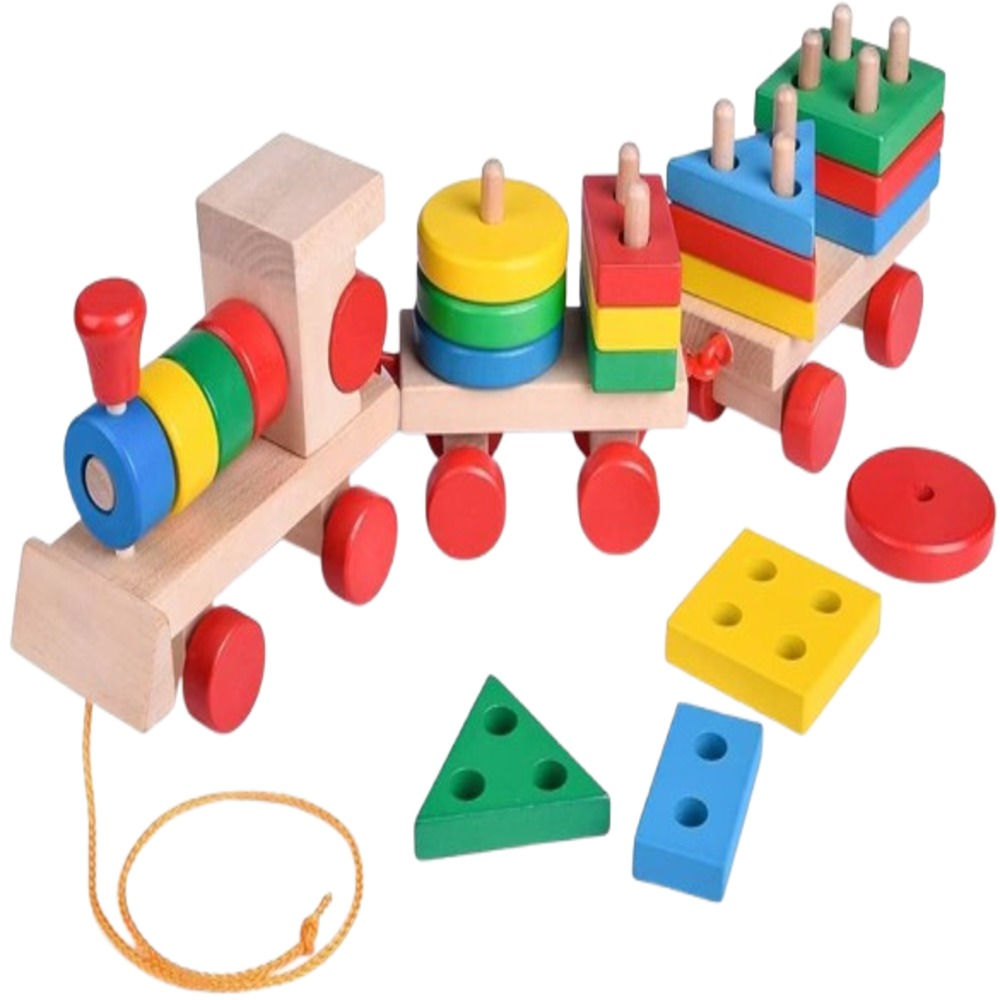 Wooden shapes train