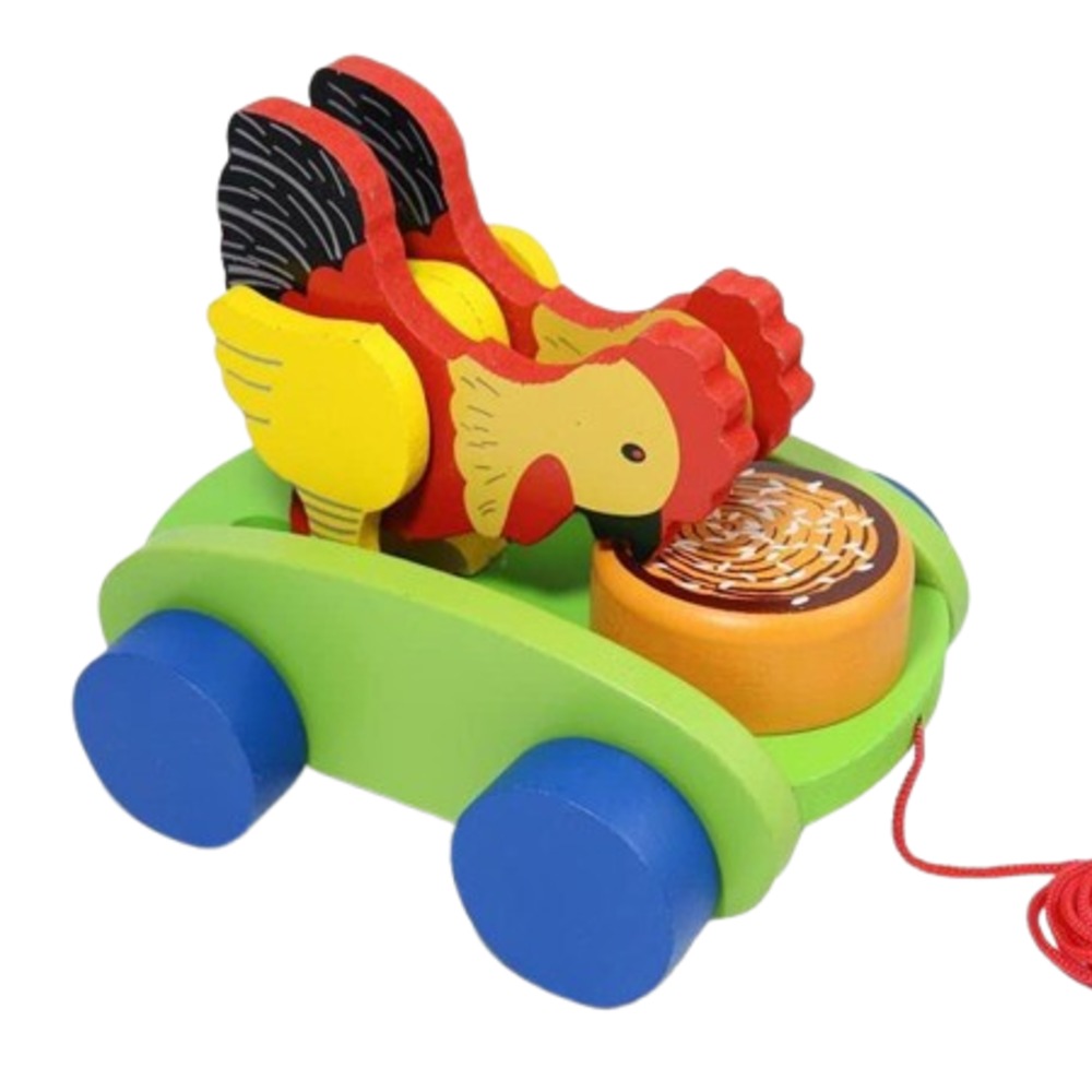 Wooden hen pull along toy