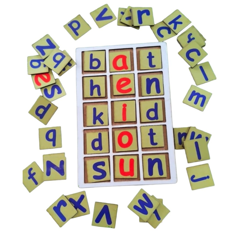 Wooden CVC Word Builder & Consonant Blends Learning Board | Phonics Reading & Spelling Game