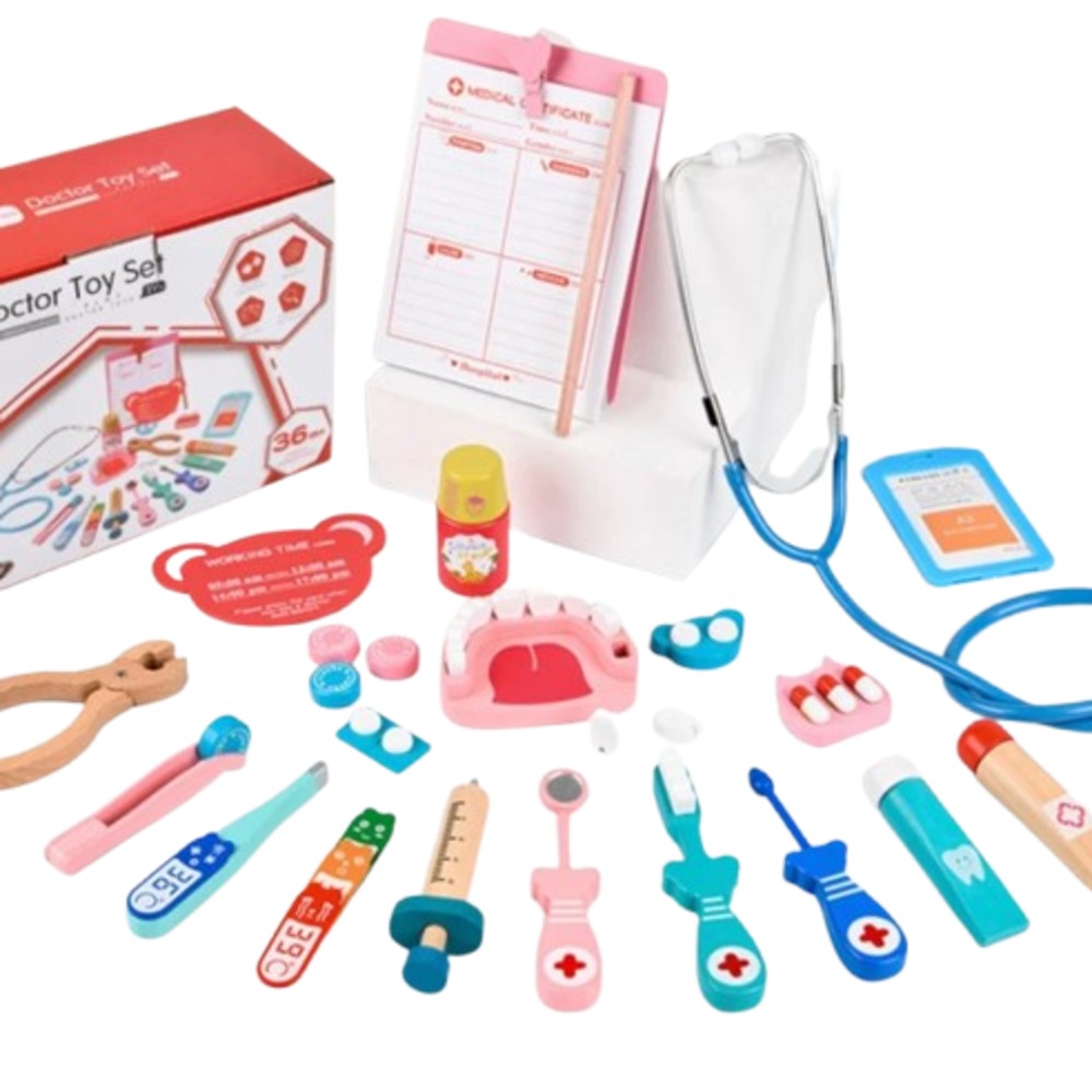Wooden Doctor Toy Set for Kids | Pretend Play Medical Kit