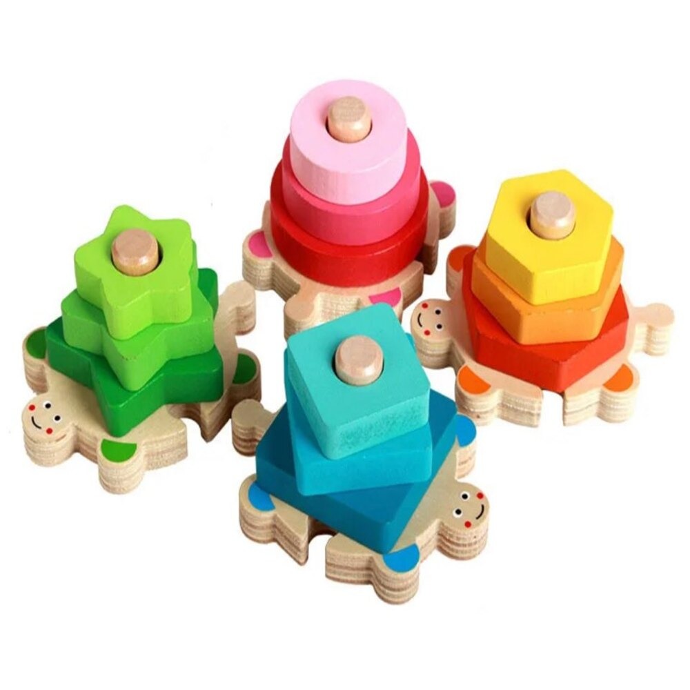 Colourful Wisdom  Wooden Shape sorter and Stacking Toy