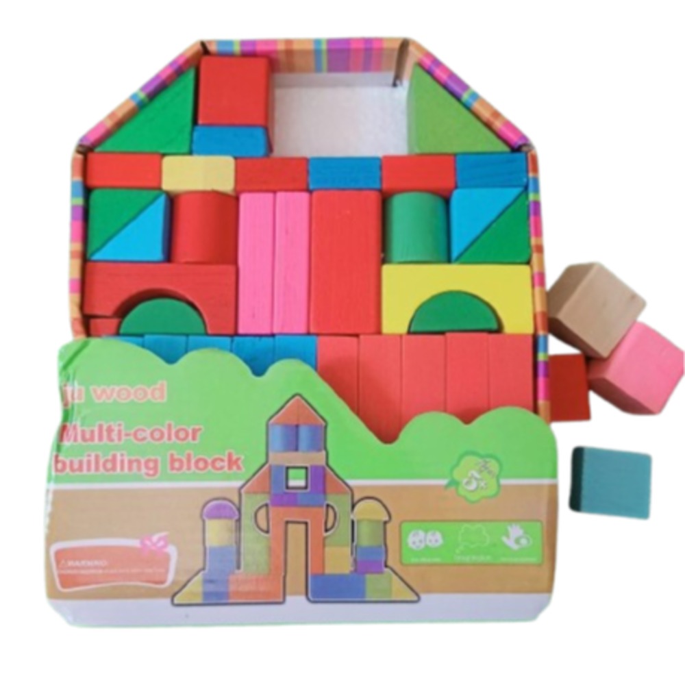 Wooden Multi-Color Building Blocks Set for Kids