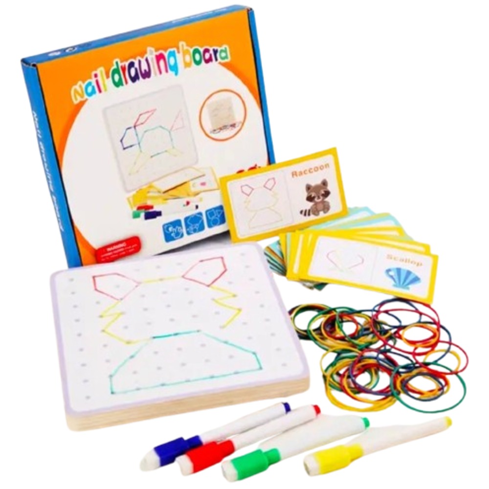 Wooden Geoboard Nail Pattern and shape Drawing Board for Kids