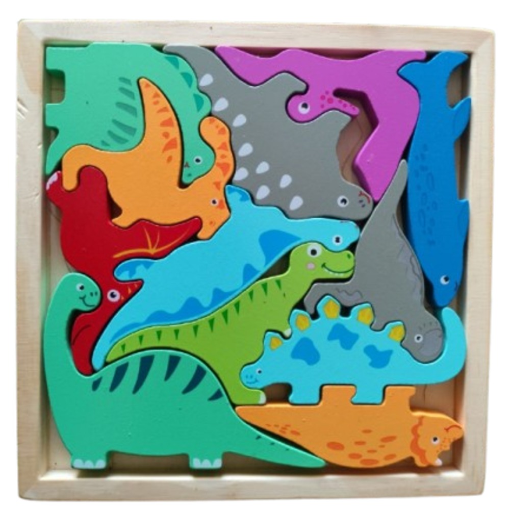 Poornas Marabommaikadai Wooden Dinosaur  stackingTray Puzzle