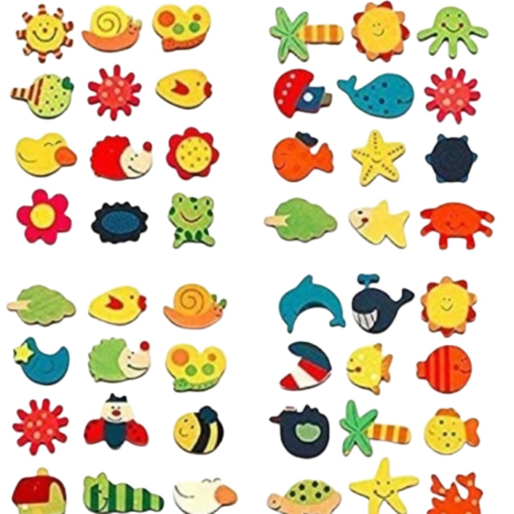 Poornas Marabommaikadai Wooden Fridge Magnet Set for Kids