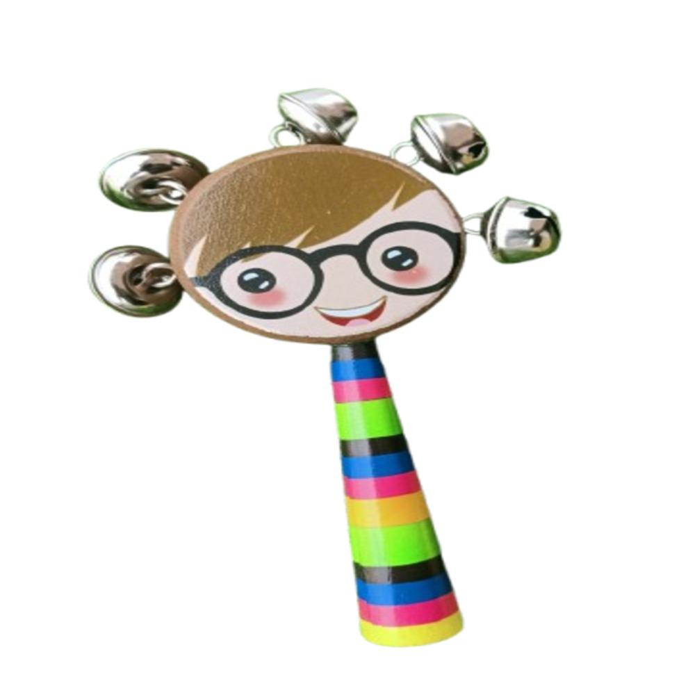 Poornas Marabommaikadai Wooden Mr. Bell Rattle Toy for Babies