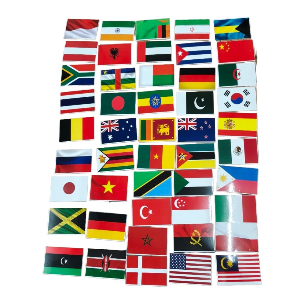 World Flags Flashcards — 48 Countries (Double-Sided)